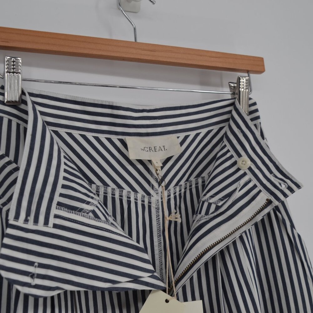 The Great Atlas Button Up Shirt and Field Midi Skirt Set Navy Stripe Womens 1 S - Picture 12 of 15